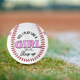 Custom "Play as a girl" lustige Zitat mädchenhaft Baseball