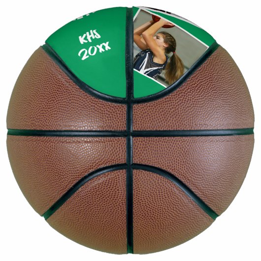 Custom Player Photos Team Name and Number Green Basketball (Rechts)