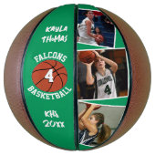 Custom Player Photos Team Name and Number Green Basketball (Vertikal)
