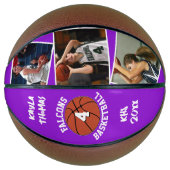 Custom Player Photos Team Name and Number Purple Basketball (Vorderseite)