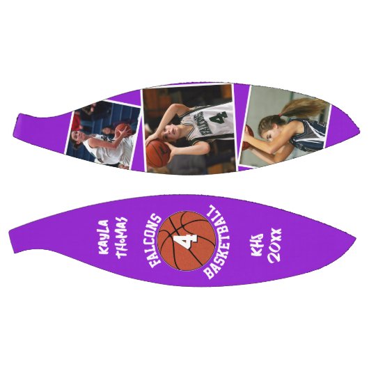 Custom Player Photos Team Name and Number Purple Basketball (Panele)