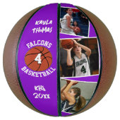 Custom Player Photos Team Name and Number Purple Basketball (Vertikal)