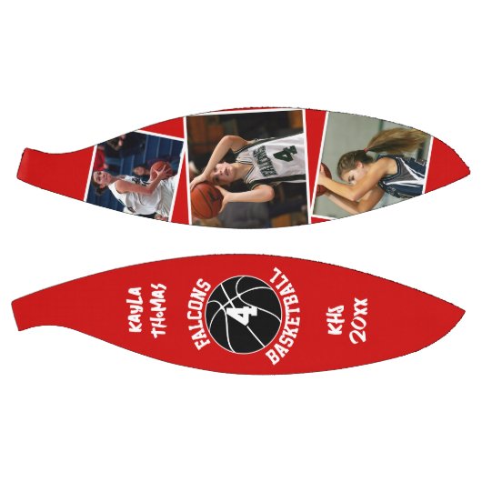 Custom Player Photos Team Name and Number Red Basketball (Panele)