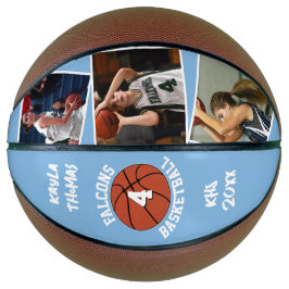 Custom Player Photos Team Name Number Light Blue Basketball