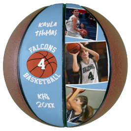 Custom Player Photos Team Name Number Light Blue Basketball