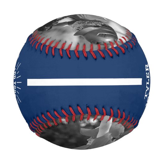 Custom Player Team Logo 2 Photo Blue Baseball (Rückseite)