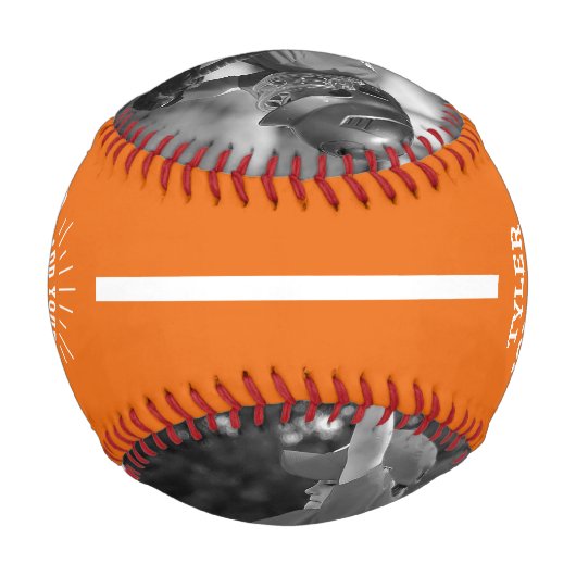 Custom Player Team Logo 2 Photo Orange Baseball (Rückseite)