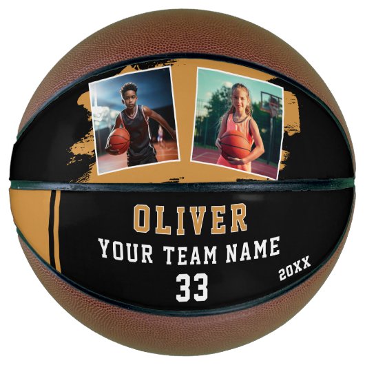 Custom Player's Name Number Team 2 Photo Basketball (Vorderseite)