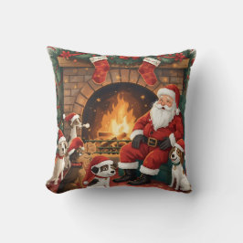 Custom Playful Santa & Pets Weihnachten Kissen