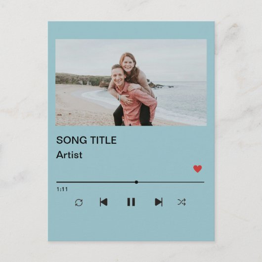 Custom Playlist Photo and Song QR Code PostCard Postkarte (Vorderseite)