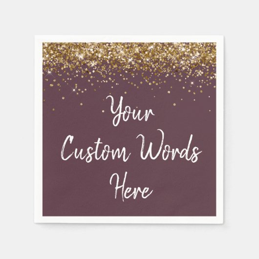 Custom Plum Lila Gold Serviette Geburtstagsparty (Vorderseite)