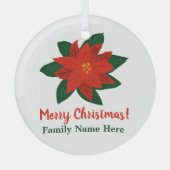 Custom poinsettia flower Merry Christmas tree Ornament Aus Glas (Vorderseite)
