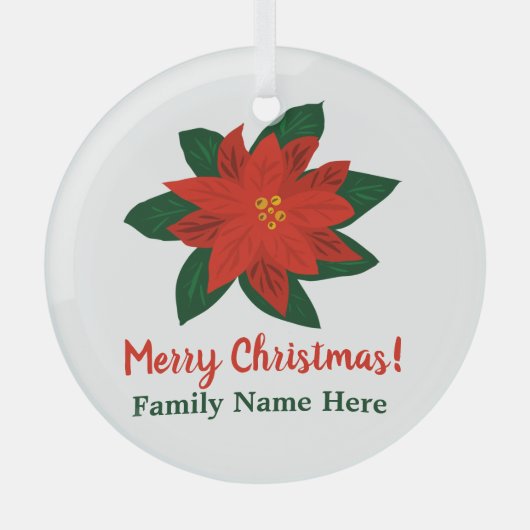 Custom poinsettia flower Merry Christmas tree Ornament Aus Glas (Vorderseite)