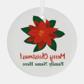 Custom poinsettia flower Merry Christmas tree Ornament Aus Glas (Rückseite)