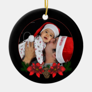Custom Poinsettia Holiday Foto Ornament