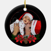 Custom Poinsettia Holiday Foto Ornament (Hinten)