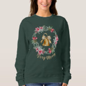 Custom Poinsettia Snowflake Grüne Weihnachtsfeier Sweatshirt (Vorderseite)