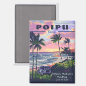 Custom Poipu Kauai Wedding 3 Magnet (Vorderseite/Rückseite)