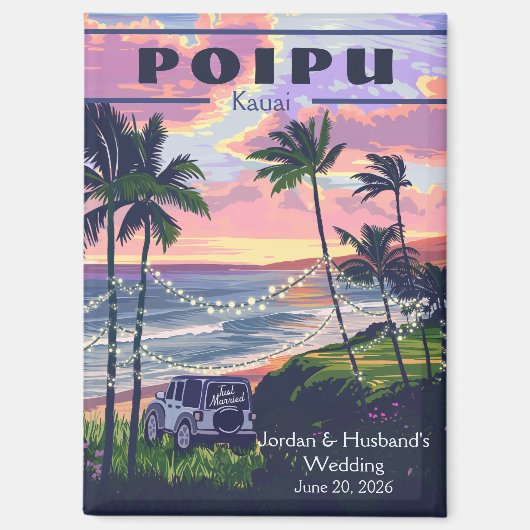Custom Poipu Kauai Wedding 3 Magnet (Vorderseite)