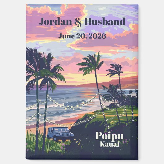 Custom Poipu Kauai Wedding Magnet (Vorderseite)
