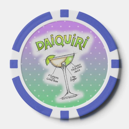 CUSTOM POKER CHIPS - DAIQUIRI RECIPE COCKTAIL ART (Vorderseite)