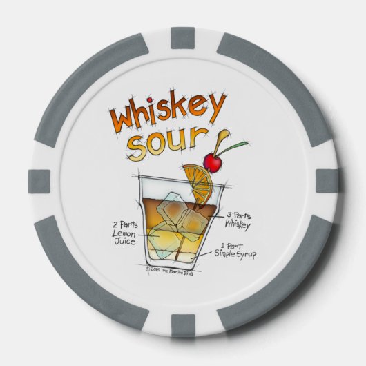 CUSTOM POKER CHIPS - WHISKEY SOUR RECIPE COCKTAIL (Vorderseite)