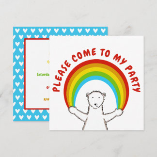Custom Polar Bear & Rainbow Birthday Einladung