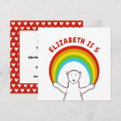 Custom Polar Bear & Rainbow Birthday Einladung (Vorne/Hinten)