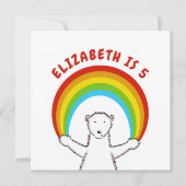 Custom Polar Bear & Rainbow Birthday Einladung (Vorderseite)