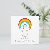 Custom Polar Bear & Rainbow Birthday Einladung (Stehend Vorderseite)