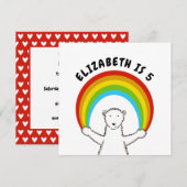 Custom Polar Bear & Rainbow Birthday Einladung (Vorne/Hinten)