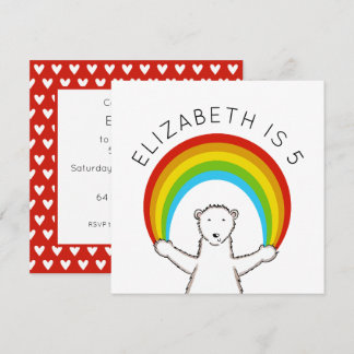 Custom Polar Bear & Rainbow Birthday Einladung