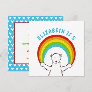 Custom Polar Bear & Rainbow Birthday Einladung