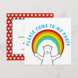 Custom Polar Bear & Rainbow Birthday Einladung