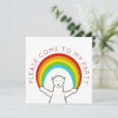 Custom Polar Bear & Rainbow Birthday Einladung (Stehend Vorderseite)