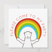 Custom Polar Bear & Rainbow Birthday Einladung (Vorderseite)
