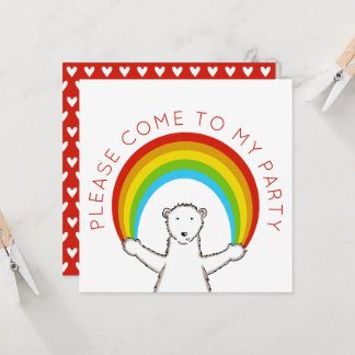 Custom Polar Bear & Rainbow Birthday Einladung