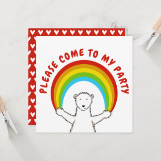Custom Polar Bear & Rainbow Birthday Einladung