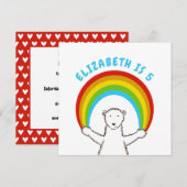 Custom Polar Bear & Rainbow Birthday Einladung (Vorne/Hinten)