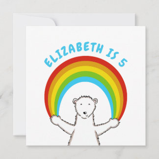 Custom Polar Bear & Rainbow Birthday Einladung