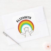 Custom Polar Bear & Rainbow Quadratischer Aufkleber (Umschlag)