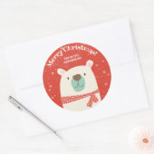Custom Polar Bear Weihnachten Runder Aufkleber (Umschlag)