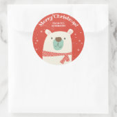 Custom Polar Bear Weihnachten Runder Aufkleber (Tasche)