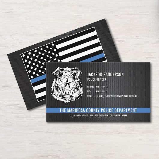 Custom Police Department Thin Blue Line Logo Visitenkarte