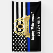 Custom Police Flag Thin Blue Line Happy Retirement Banner (Vertikal)