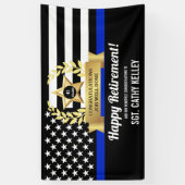 Custom Police Flag Thin Blue Line Happy Retirement Banner (Vertikal)