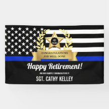 Custom Police Flag Thin Blue Line Happy Retirement