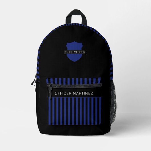 Custom Police Officer Abzeichen Blue Strips Bedruckter Rucksack (Vorderseite)