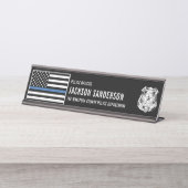 Custom Police Officer Department Thin Blue Line Schreibtischnamensplakette (Vorderseite )