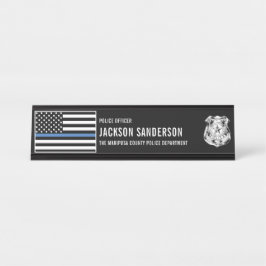 Custom Police Officer Department Thin Blue Line Schreibtischnamensplakette